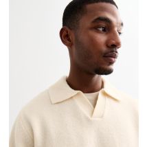 Men's Cream Relaxed Polo Collar Jumper Jack & Jones New Look