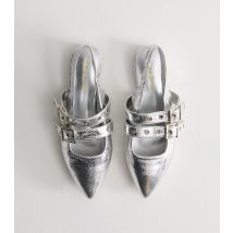 Women's Hyphen Silver Faux Leather Slingback Flats Public Desire New Look