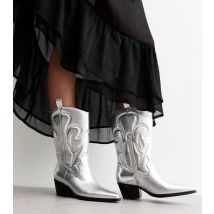 Women's Silver Calabasas Stitch Detail Boots Public Desire New Look