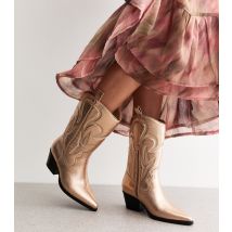 Women's Rose Gold Calabasas Stitch Detail Boots Public Desire New Look