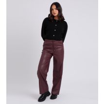 Women's Burgundy Leather Look Wide Leg Trousers Urban Bliss New Look