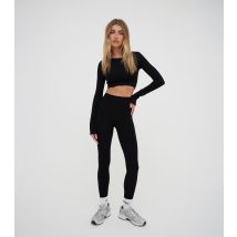 Women's Black Ribbed Long Sleeve Crop Top WKNDGIRL New Look