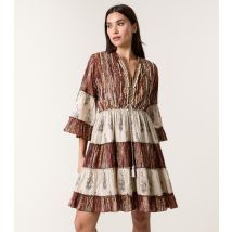Women's Brown Embellished Smock Mini Dress Blue Vanilla New Look