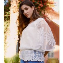 Women's White Lace Sunflower Blouse Blue Vanilla New Look
