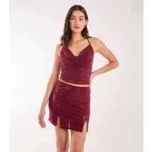 Women's Burgundy Halterneck Top Pink Vanilla New Look