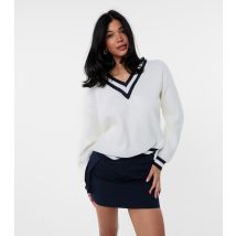Women's Off White V-Neck Jumper Pink Vanilla New Look