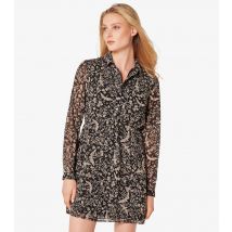Women's Black Bird Print Shirt Mini Dress Apricot New Look
