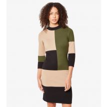 Women's Stone Colourblock Knit Dress Apricot New Look
