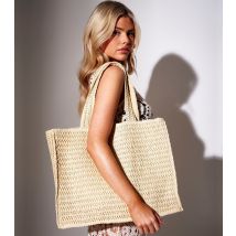 Cream Woven Straw Tote Bag South Beach New Look