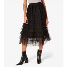 Women's Black Tulle Layered Midi Skirt Apricot New Look