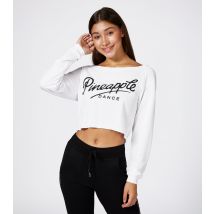 Women's White Logo Print Raw Hem Top Pineapple New Look