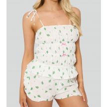 Women's White Cactus Print Ruffled Cami Top and Shorts Set Loungeable New Look