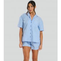 Women's Blue Striped Short Sleeve Pyjama Set Loungeable New Look