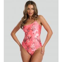 Women's Red Floral Print One-Shoulder Swimsuit South Beach New Look