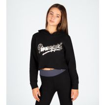 Girls' Black Logo Print Raw Edge Cropped Hoodie Pineapple New Look