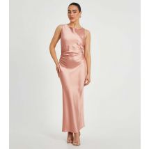Women's Petite Pink Ruched Satin Midaxi Dress Quiz New Look