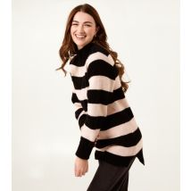 Women's Black Striped High Neck Jumper Blue Vanilla New Look