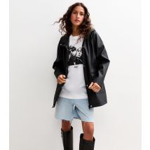 Women's Black Water Resistant Drawstring Hood Rain Anorak New Look