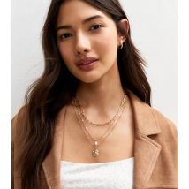 Gold Tone Pack of 3 Charm Necklaces New Look
