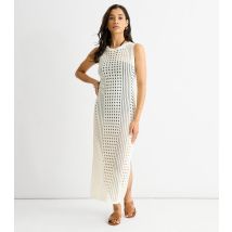 Women's White Crochet Knit Bodycon Midi Dress Gini London New Look
