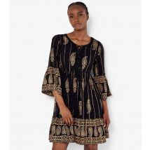 Women's Black Bohemian Bell Sleeve Dress Apricot New Look