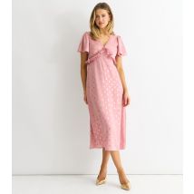 Women's Pink Foil V Neck Midi Dress Gini London New Look