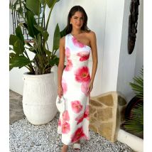 Women's Cream Floral Print One Shoulder Open Back Midi Dress AX Paris New Look