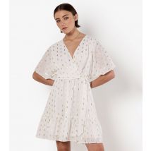 Women's White Peplum Hem Mini Wrap Dress Apricot New Look