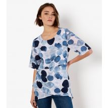 Women's Navy Layered Polka Dot Tunic Apricot New Look