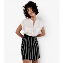 Women's Black Striped Knitted Mini Skirt Apricot New Look