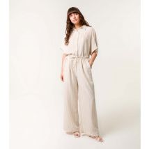 Women's Stone Striped Paperbag Waist Trousers Blue Vanilla New Look