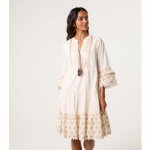 Women's Stone Broderie Anglaise Midi Dress Blue Vanilla New Look