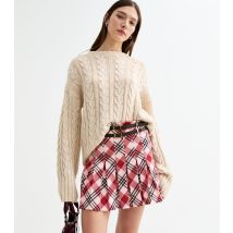 Women's Red Checked Pleated Mini Belted Skirt Tokyo Doll New Look