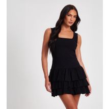 Women's Black Tiered Skirt Mini Dress Quiz New Look