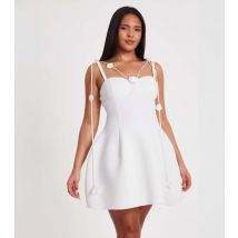 Women's White Floral Trim Mini Dress Quiz New Look