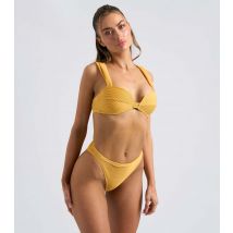 Women's Bright Yellow Ribbed Underwire Bikini Top Urban Bliss New Look