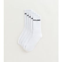 Men's Pack of 5 White Branded Ribbed Tube Socks Jack & Jones New Look