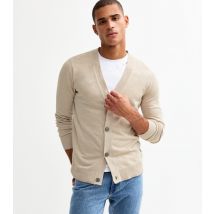 Men's Beige Knit Cardigan Jack & Jones New Look