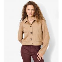 Women's Camel Faux Suede Jacket Apricot New Look