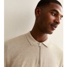 Men's Jack and Jones. Oatmeal Half Zip Long Sleeve Polo Jumper Jack & Jones New Look