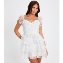 Women's White Chiffon Floral Skater Dress Quiz New Look