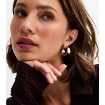 Gold Tone Chunky Curve Hoop Earrings New Look