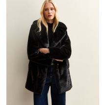 Women's Black Faux Fur Midi Coat New Look