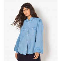 Women's Blue Denim Shirt Apricot New Look