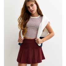 Girls' Burgundy Corduroy Pleated Skort New Look