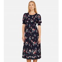Women's Blue Floral Midi Dress Yumi New Look