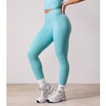 Women's 365 Bright Blue Crossover Logo Waist Leggings Gym King New Look
