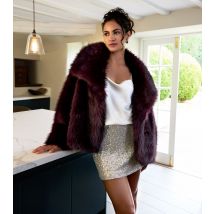 Women's Dark Burgundy Faux Fur Coat Blue Vanilla New Look