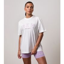 Women's Cream Logo Embroidered Boyfriend Fit T-Shirt Gym King New Look