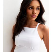 Women's White Straight Neck Slim Jersey Cami Top New Look